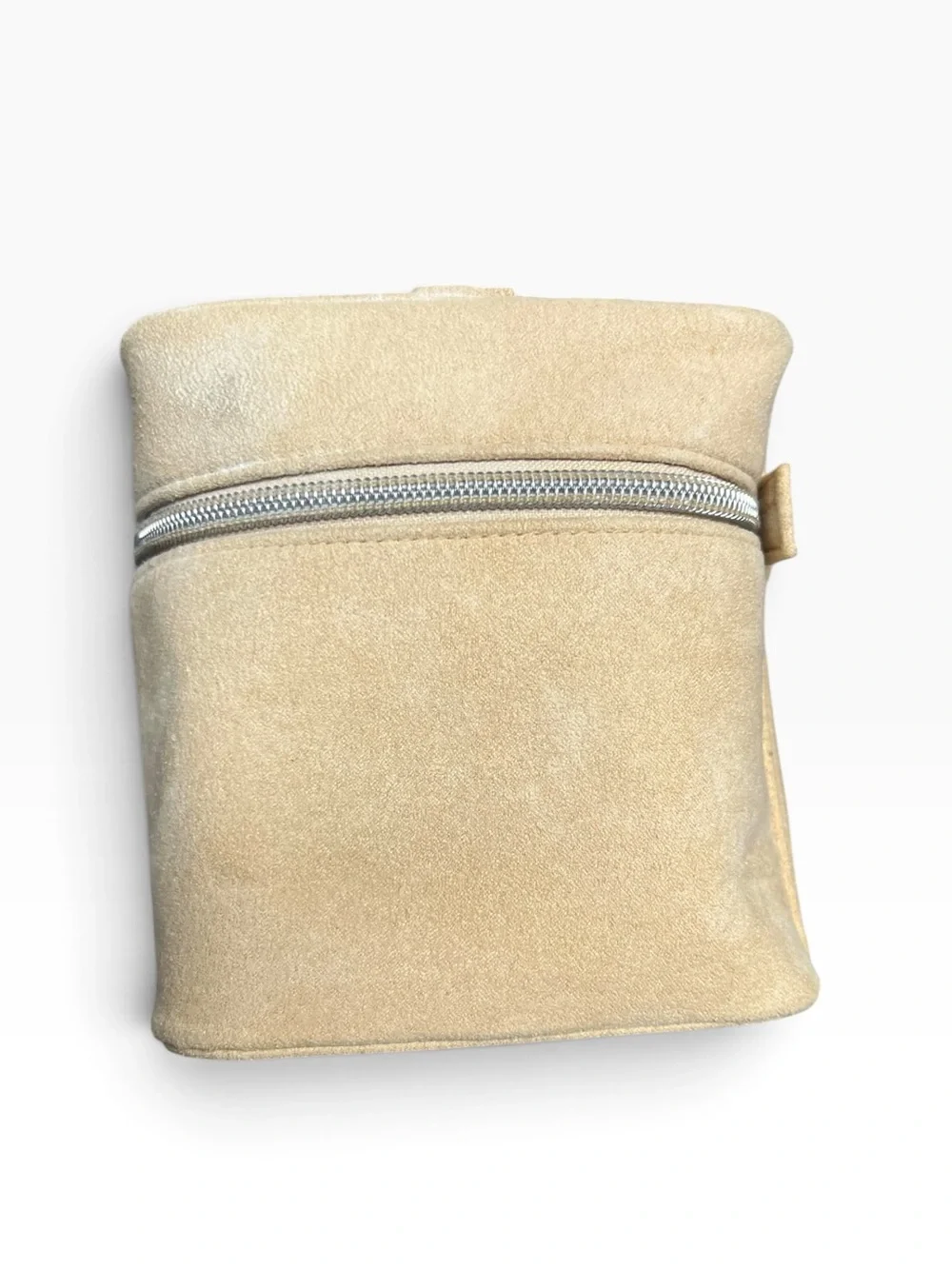 Michael Kors Cream Faux Vegan Suede Cosmetic Cube Makeup Bag